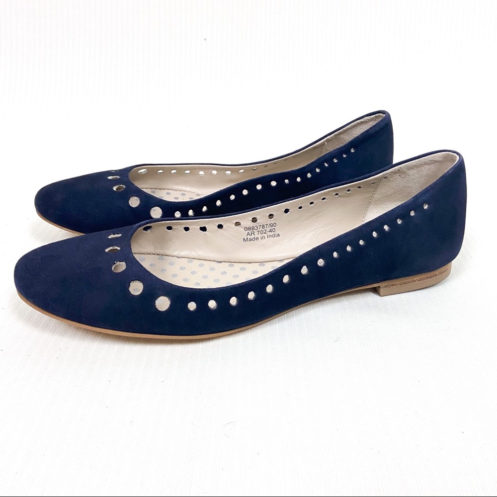 Boden Blue Suede Cut Out Detail Low Heel Flats